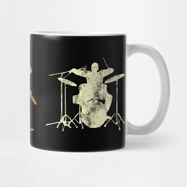 Funny Drummer Retro Vintage Evolution Of Man by BlendedArt